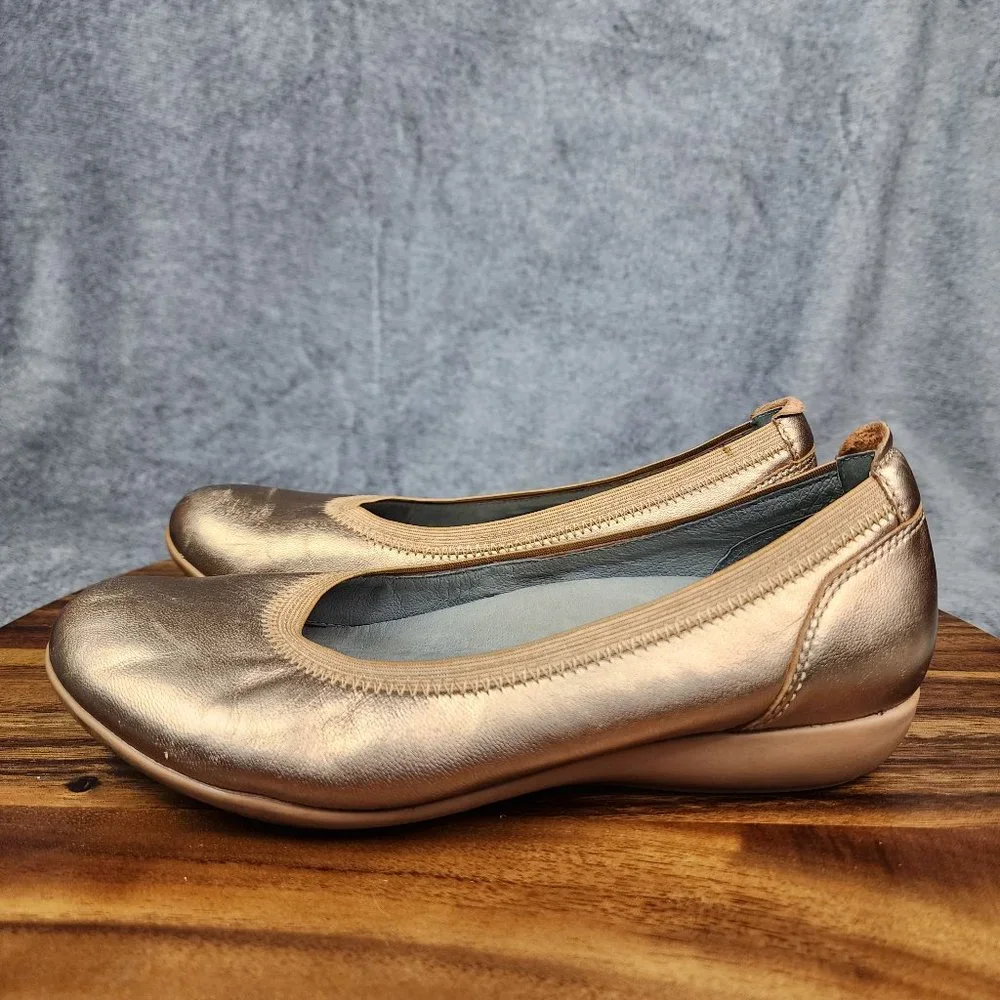 Dansko Ballet Flats Women 6.5 37 Rose Gold Leather Kristen Slip On Comfort Shoes